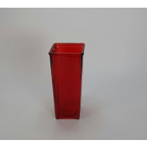 Red Tapered Glass Rose Vase