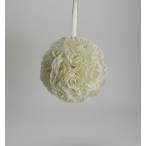 Silk Flower Roseball 10 inch Ivory