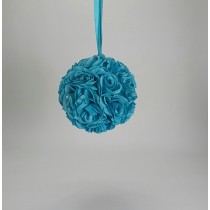 Silk Flower Roseball 10 inch Teal