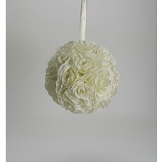 Silk Flower Roseball 10 inch Ivory