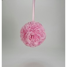 Silk Flower Roseball 10 inch Pink