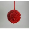 Silk Flower Roseball 10 inch Red